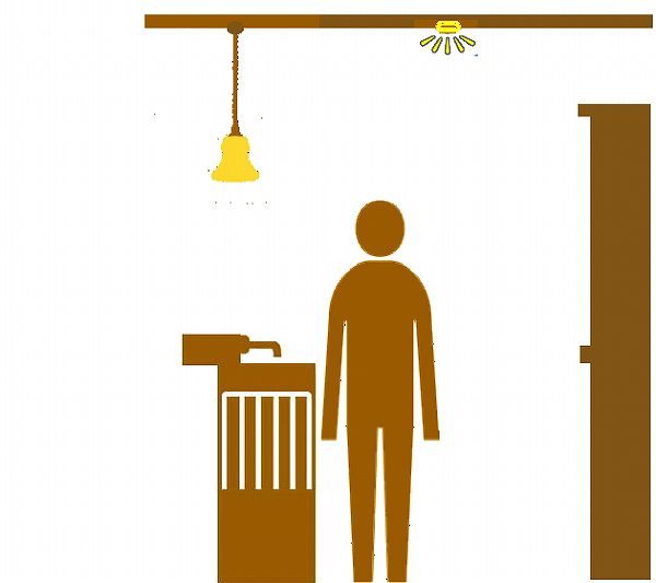 キッチンに立った人とキッチン照明との関係イラスト