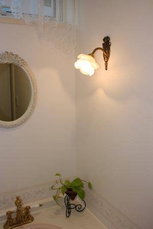 洗面所の照明として、ブラケットライト-wf323+237sat-を正面ではなく横の壁に設置